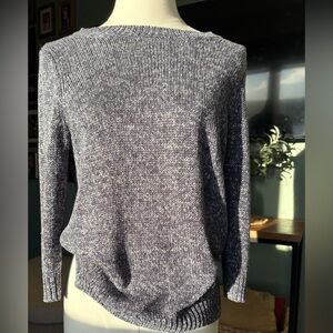 J. Crew Soft Rayon/Cotton Blend Blue & White Heather Knit Crew Neck 3/4 Sleeve